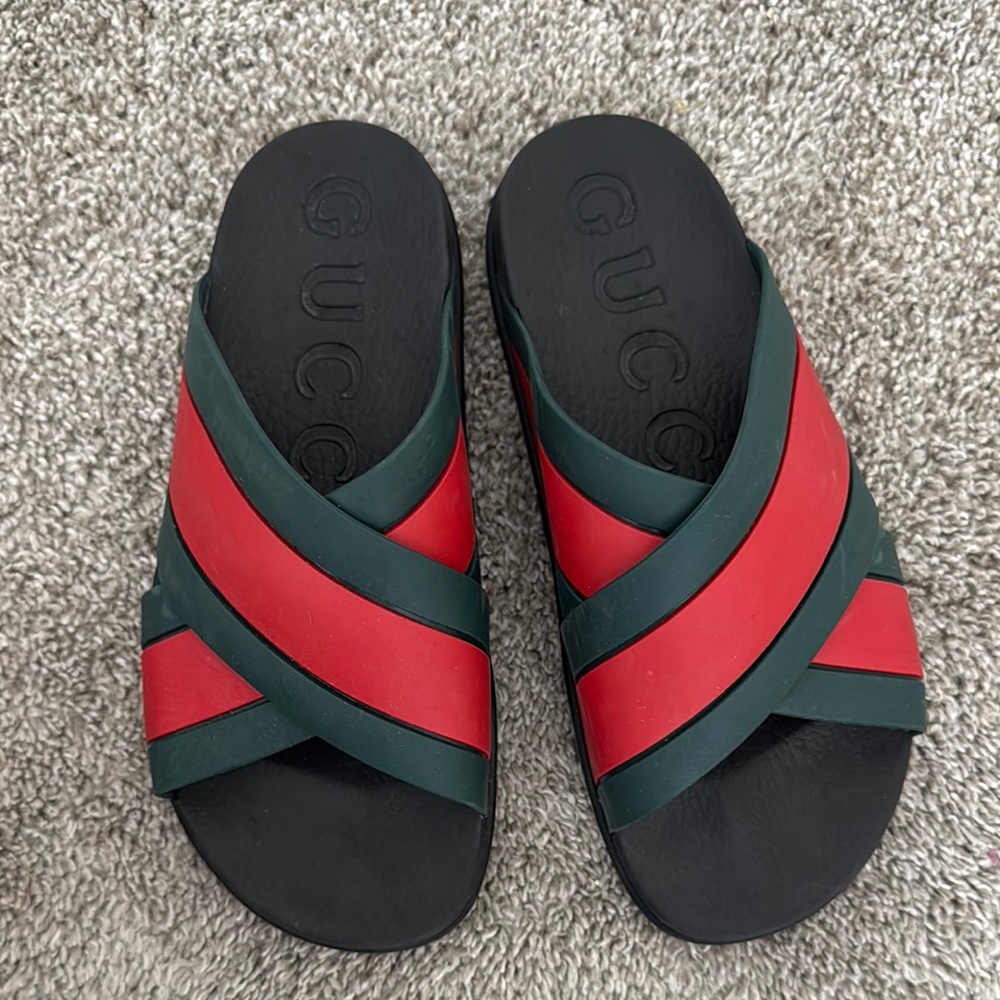 Gucci Red and Green Slide Sandals